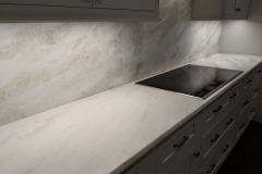 Bianco Imperial Marble Honed Kitchen Full Height Backsplash
