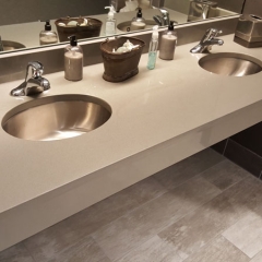 MSI Meridian Grey Quartz Commercial Bathroom